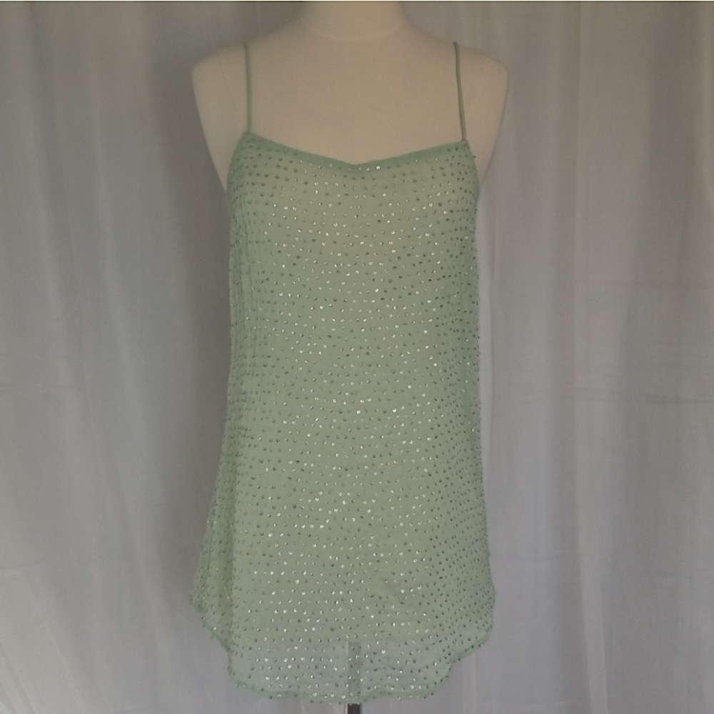 Free People Sheer Mint Sequin Slip Dress Tunic